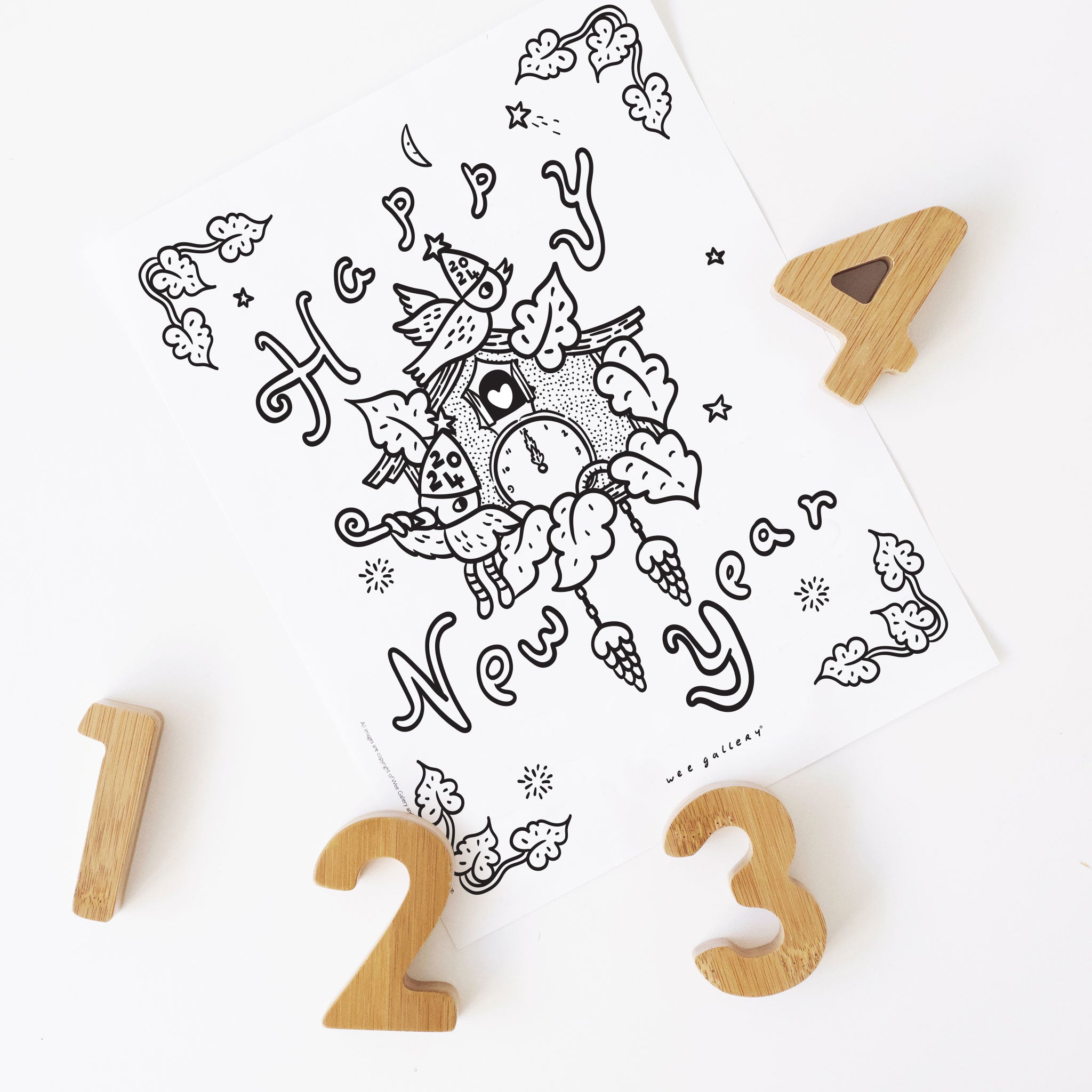 New Year Coloring Page – Wee Gallery