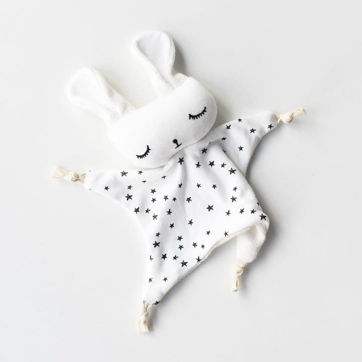 Stars cuddle bunny with organic cotton fabric.