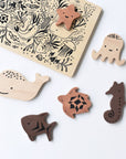 Wooden Tray Puzzle - Ocean Animals Wooden Toys Blue Ribbon