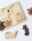Wooden Tray Puzzle - Ocean Animals Wooden Toys Blue Ribbon