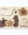 Wooden Tray Puzzle - Ocean Animals Wooden Toys Blue Ribbon