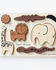 Wooden Tray Puzzle - Safari Animals Wooden Toys Blue Ribbon