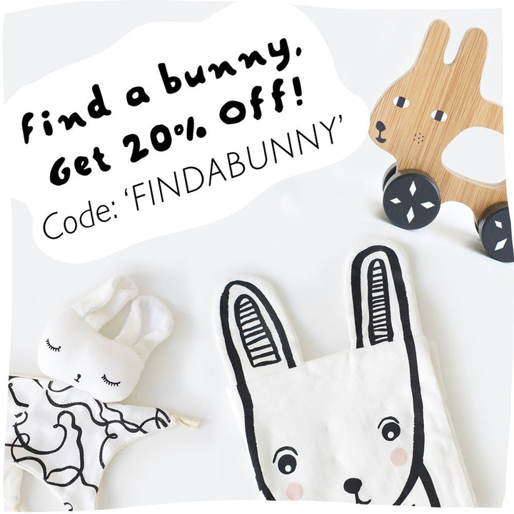 Find a bunny, get 20%off! Use code 'FINDABUNNY'.