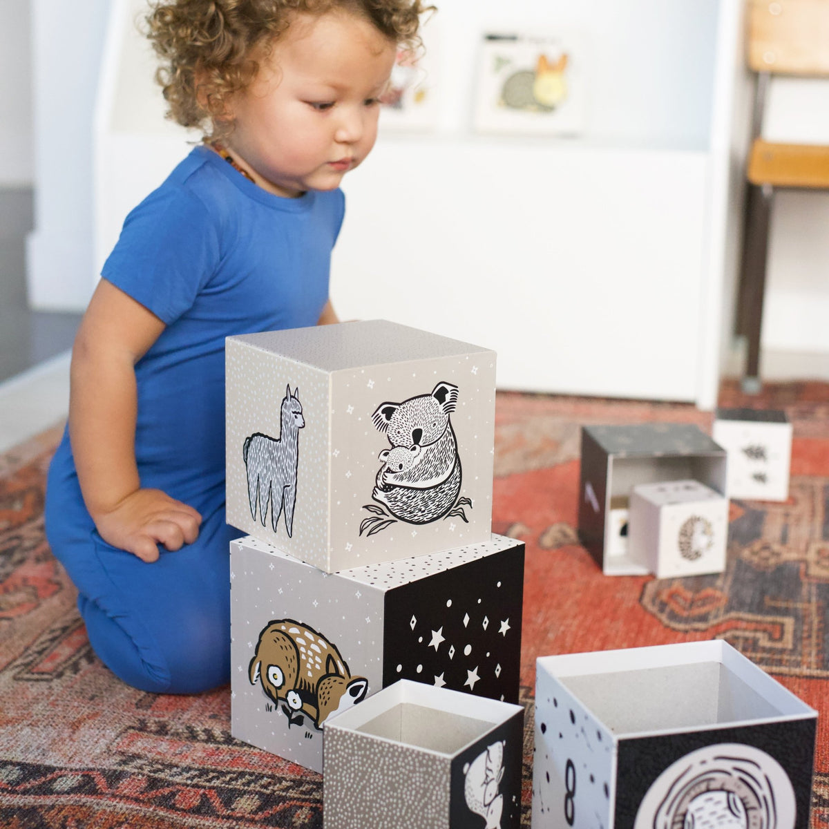 Nesting Shape Blocks Wee Gallery Nesting Blocks - Baby Animals Blocks for Toddler, Kids