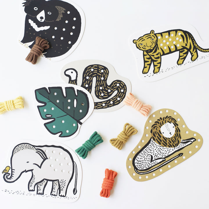 Wee Gallery jungle animal lacing cards.