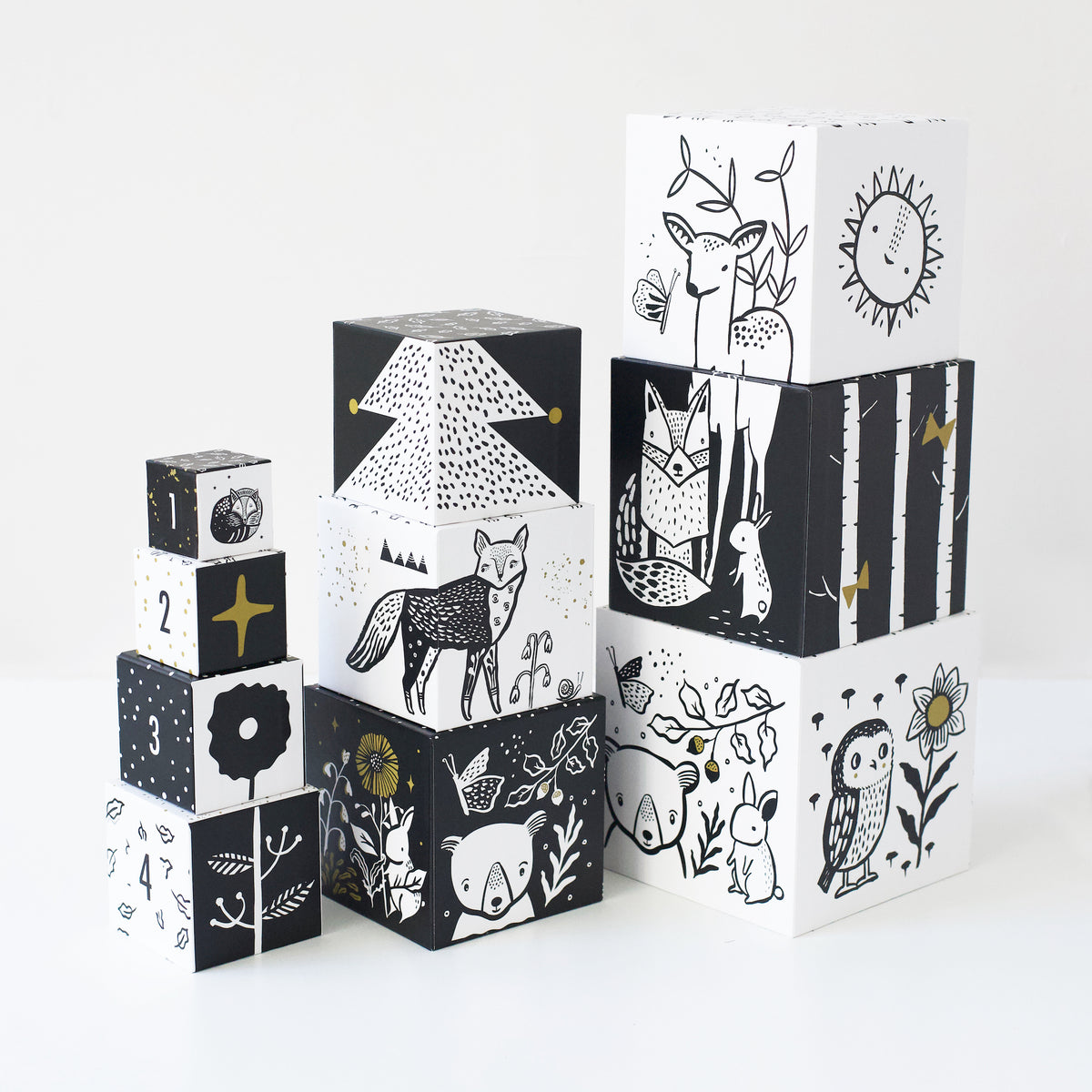 Wee Gallery Nesting Blocks - Woodland Numbers Blocks for Toddler, Kids