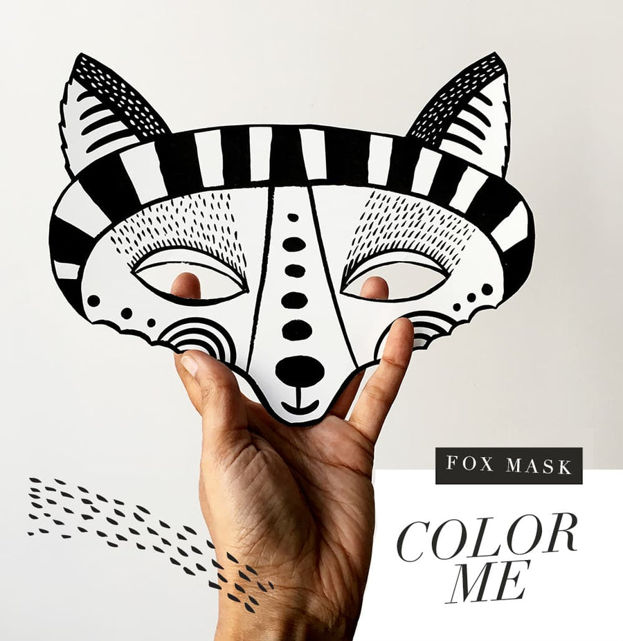 Color in Fox Mask - Wee Gallery | High-Contrast Newborn & Baby Developmental Toys & Gifts