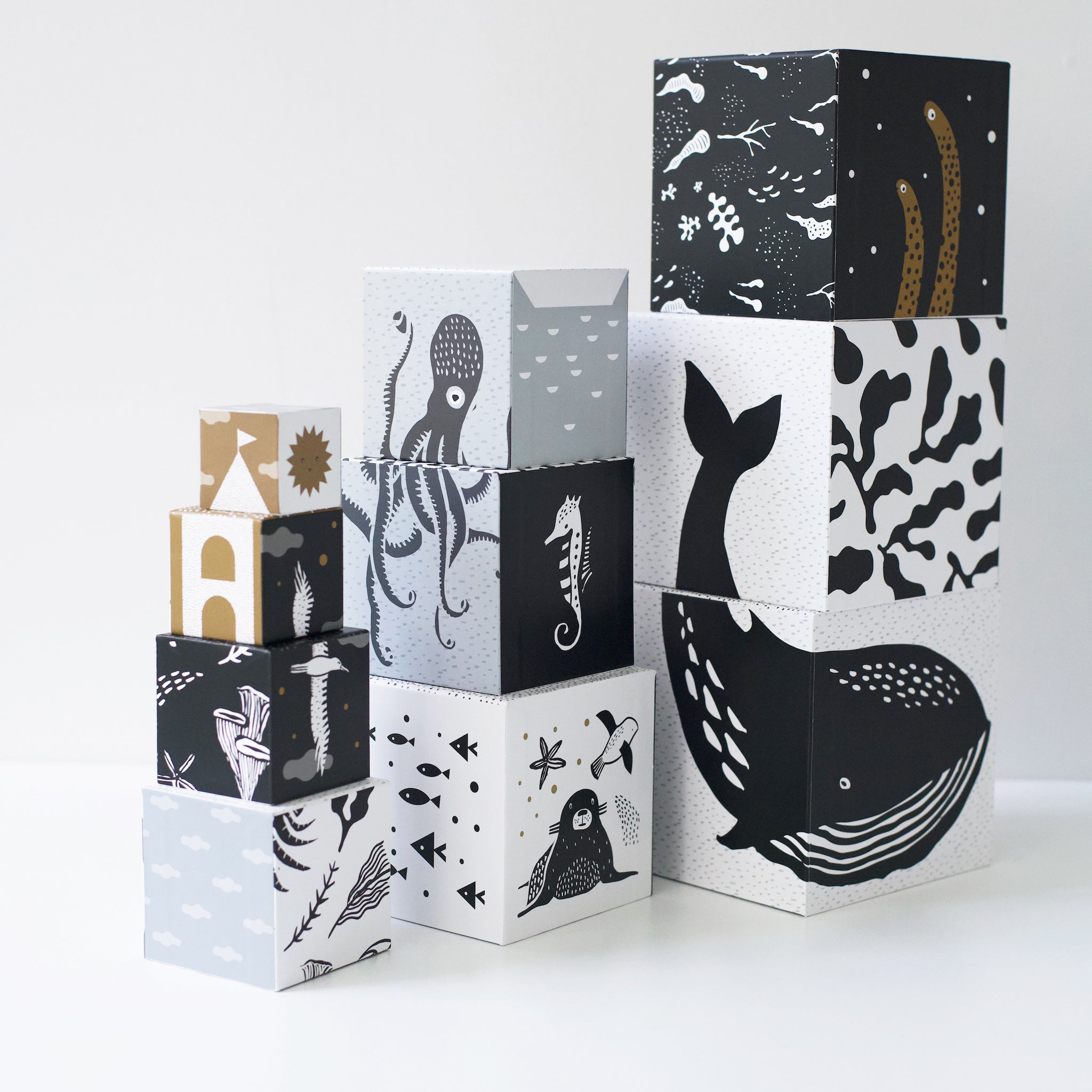 Nesting Shape Blocks Wee Gallery Nesting Blocks - Ocean Animals Blocks for Toddler, Kids