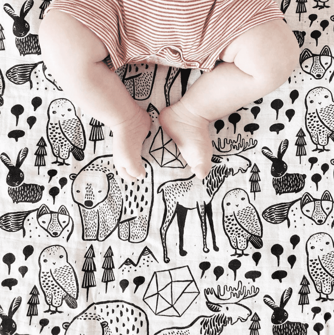 Organic Muslin Swaddle - Nordic - Wee Gallery | High-Contrast Newborn & Baby Developmental Toys & Gifts