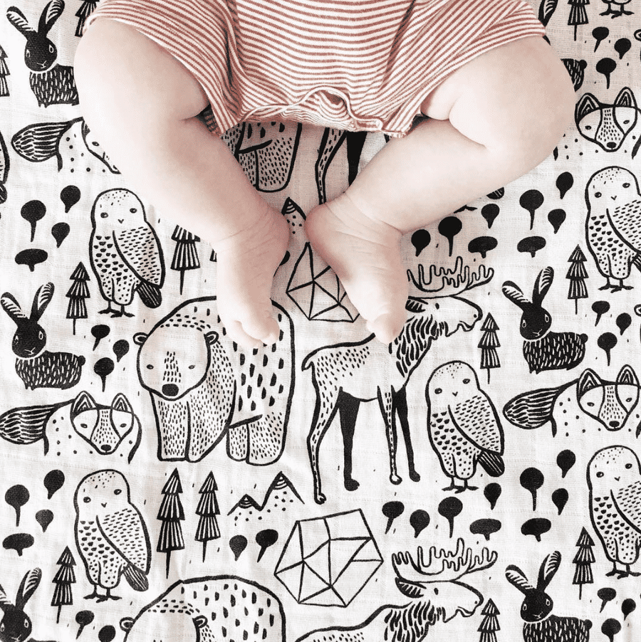 Organic Muslin Swaddle - Nordic - Wee Gallery | High-Contrast Newborn & Baby Developmental Toys & Gifts