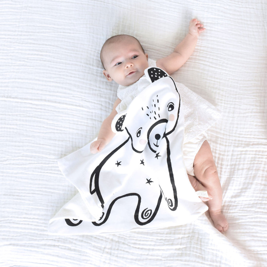 Organic Snuggle Blanket - Bear - Wee Gallery | High-Contrast Newborn & Baby Developmental Toys & Gifts