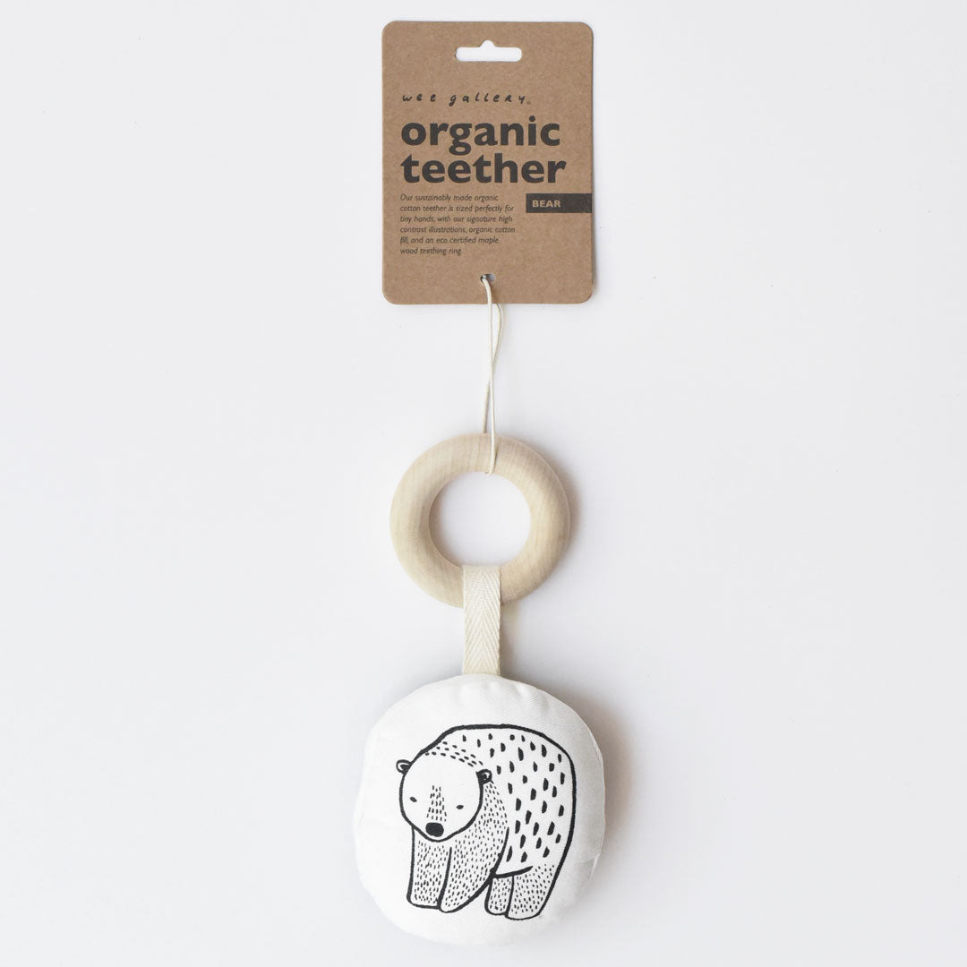 Organic Teether - Bear - Wee Gallery | High-Contrast Newborn & Baby Developmental Toys & Gifts