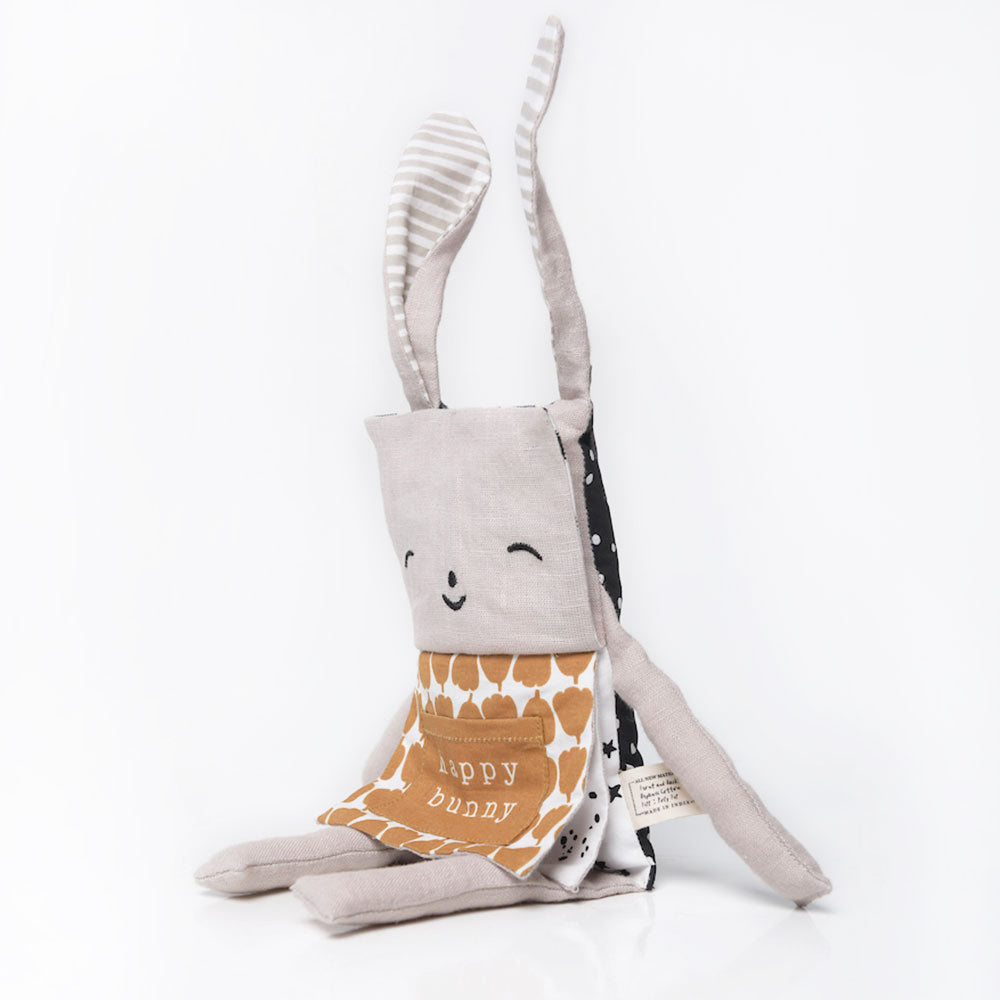 Organic Bunny Flippy Friend - Wee Gallery | High-Contrast Newborn & Baby Developmental Toys & Gifts