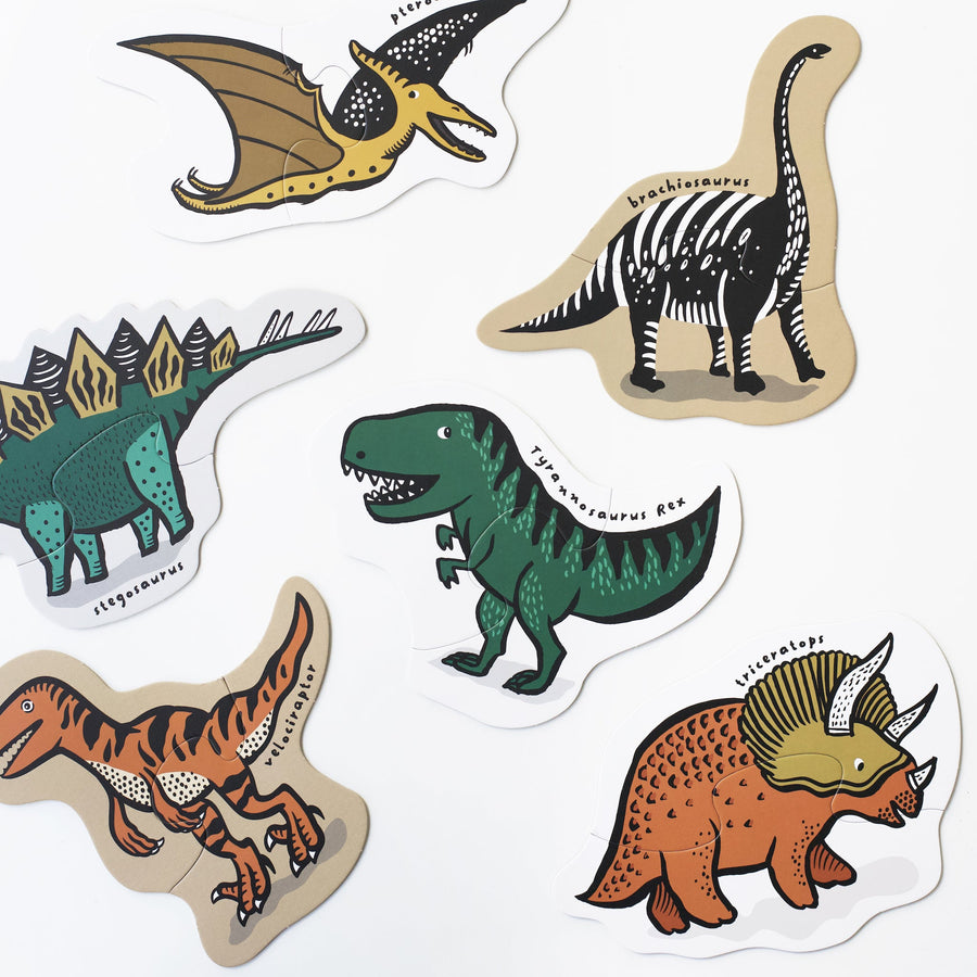 Beginner Puzzles - Dinos Puzzle Wee Gallery | High Contrast Toys and Learning Tools for Baby, Toddler, Kids   