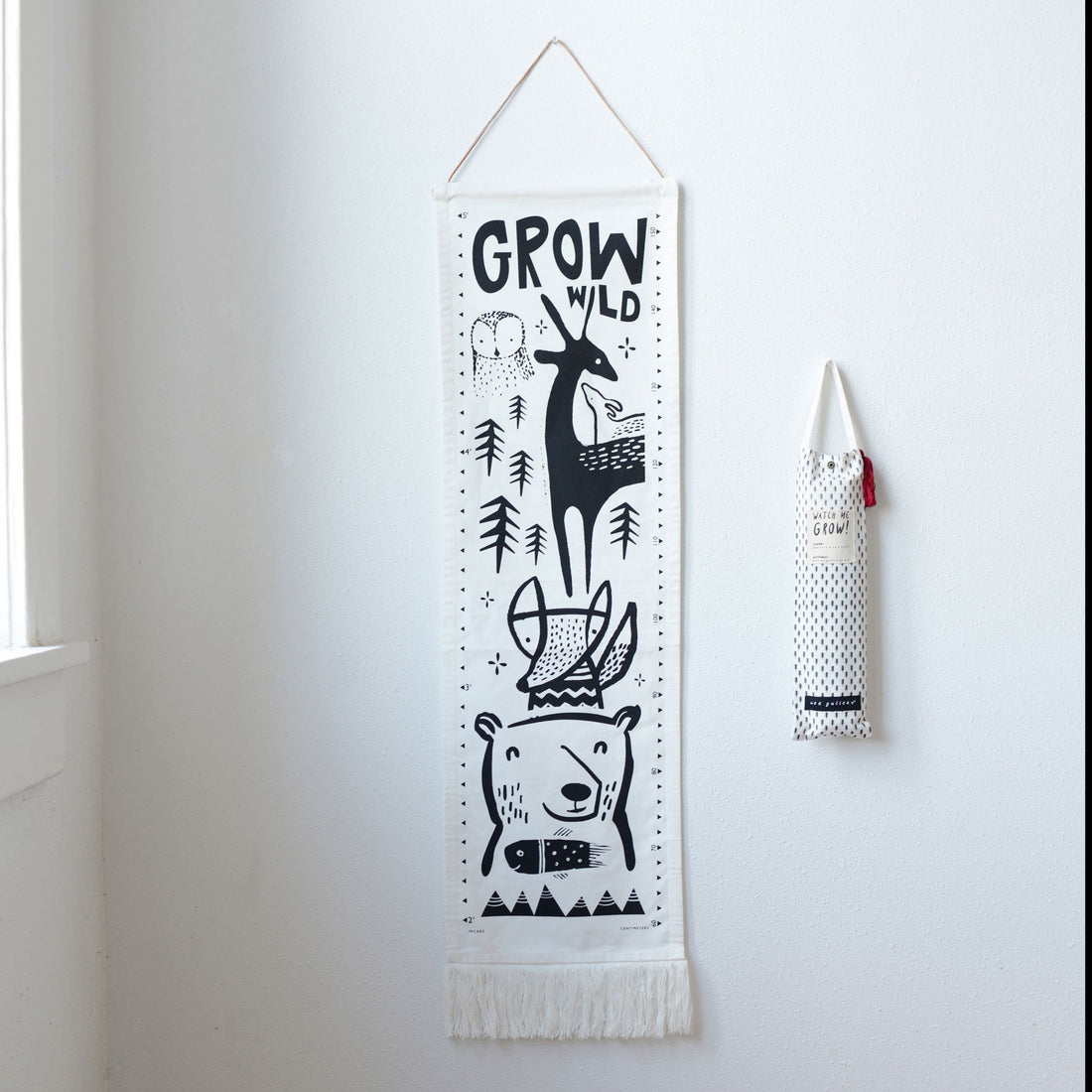 Canvas Growth Chart - Woodland - Wee Gallery | High-Contrast Newborn & Baby Developmental Toys & Gifts