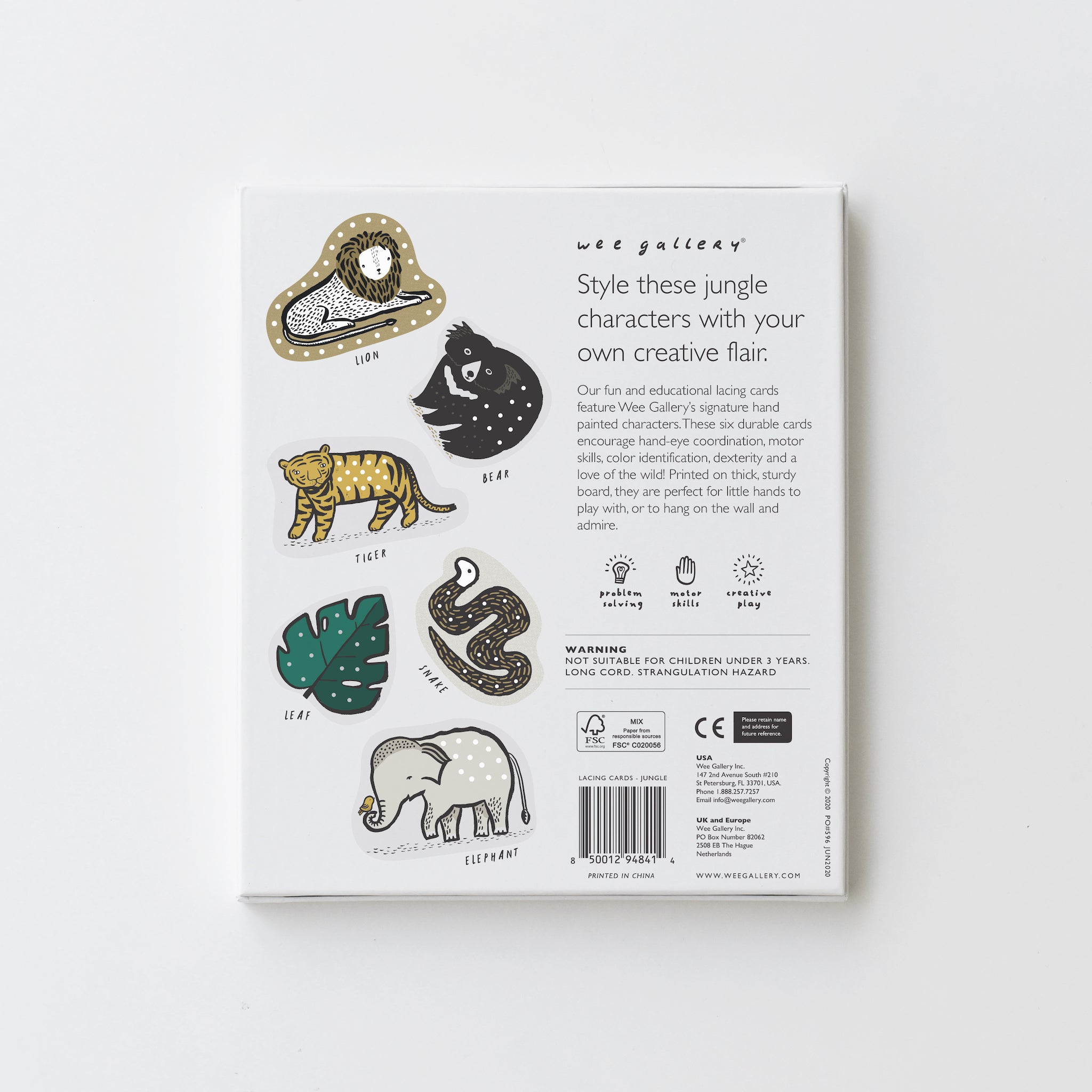Jungle Animals Lacing Cards - Sewing Board Activity for Ages 3 and