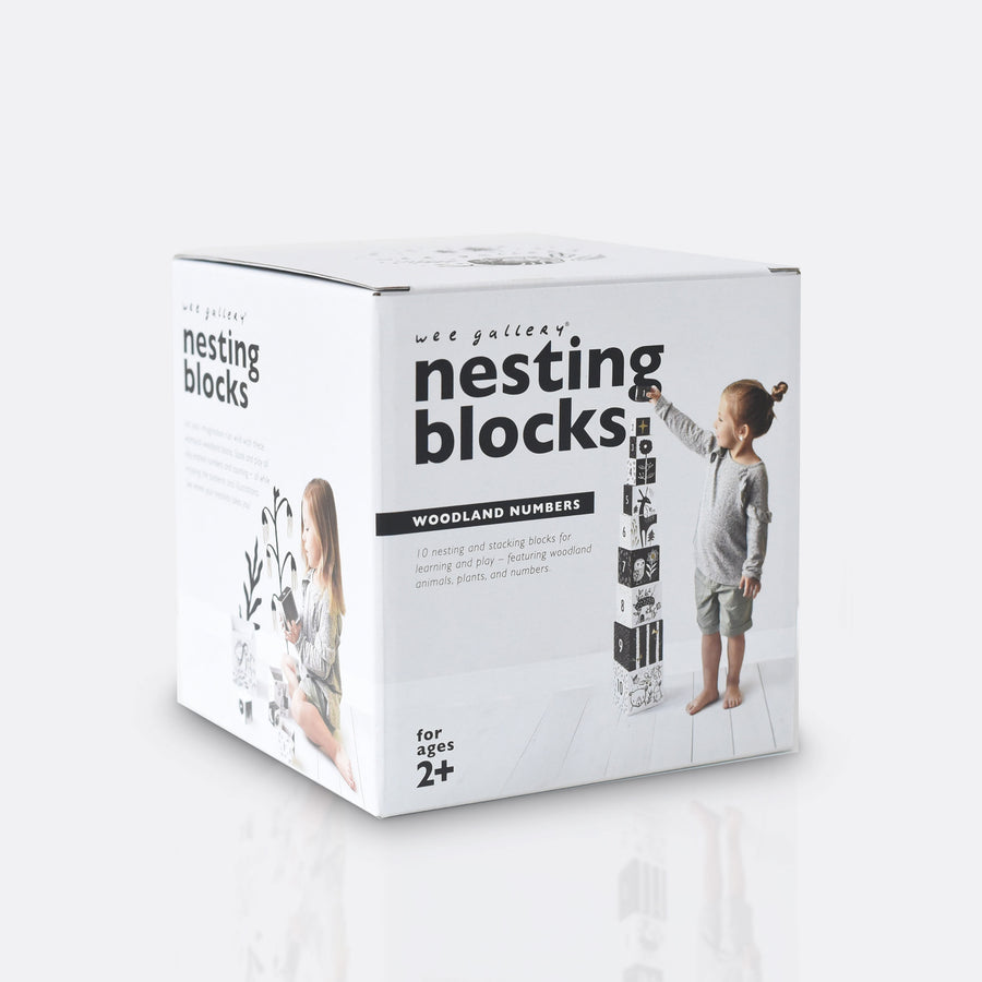 Nesting Blocks - Woodland Numbers - Wee Gallery | High-Contrast Newborn & Baby Developmental Toys & Gifts