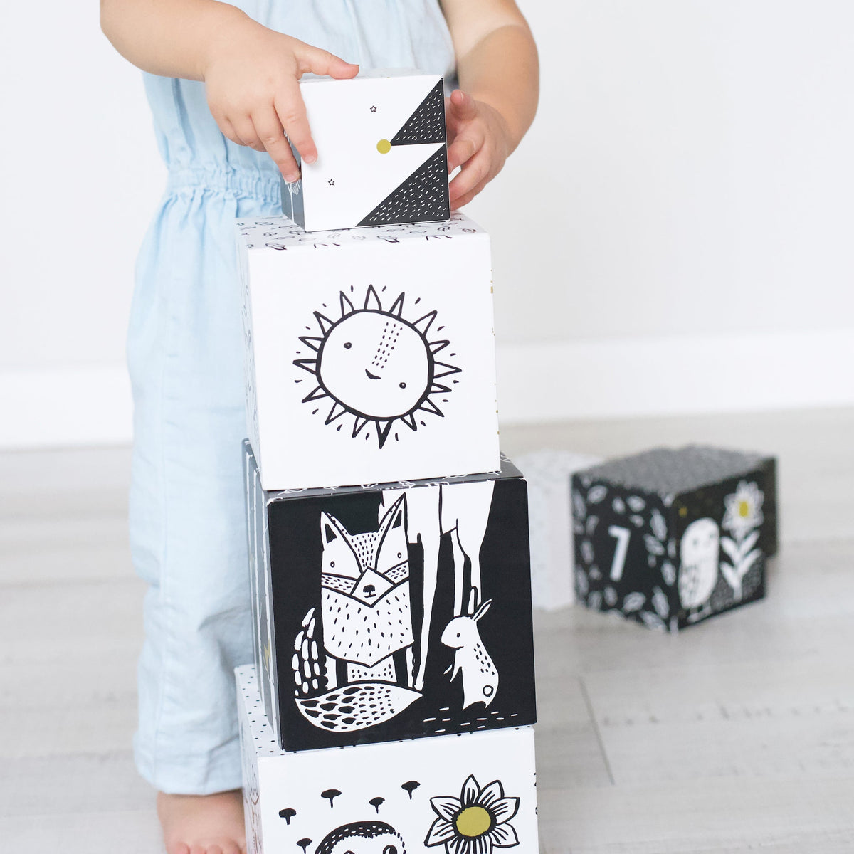 Wee Gallery Nesting Blocks - Woodland Numbers Blocks for Toddler, Kids