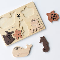 Wooden Tray Puzzle - Ocean Animals - 2nd Edition Wooden Toys Blue Ribbon   