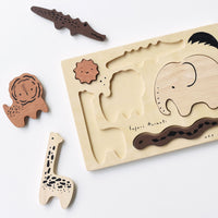 Wooden Tray Puzzle - Safari Animals - 2nd Edition Wooden Toys Blue Ribbon   
